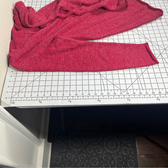 Soft Surroundings Mixed Button Crystal Rhinestone Shimmery Red Tunic Sweater L - Picture 9 of 11